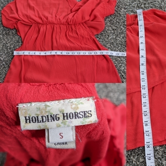 Anthro Holding Horses Maya red off the shoulder blouse S - Picture 6 of 6